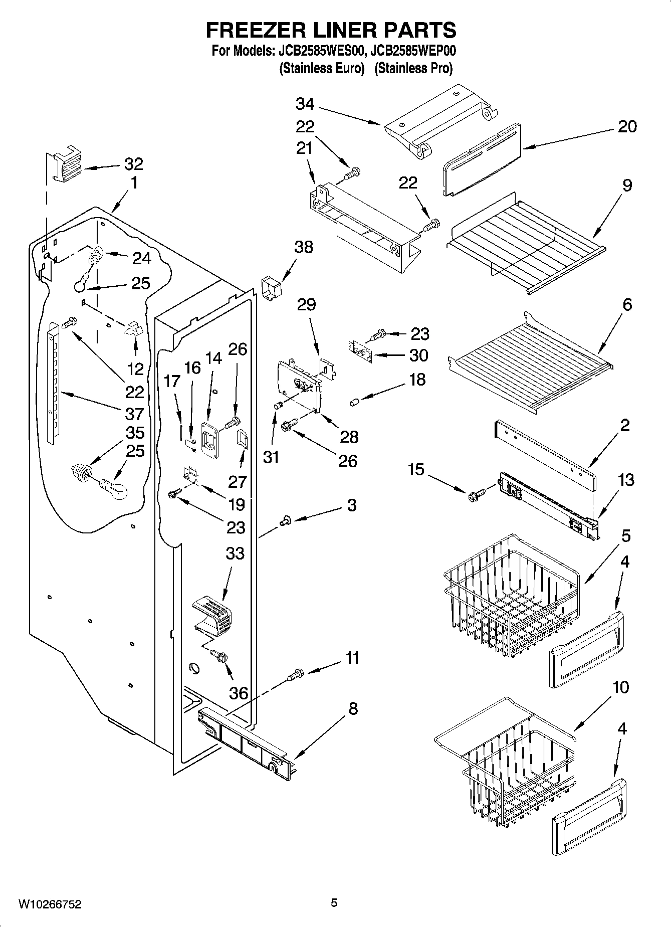 04 - FREEZER LINER PARTS