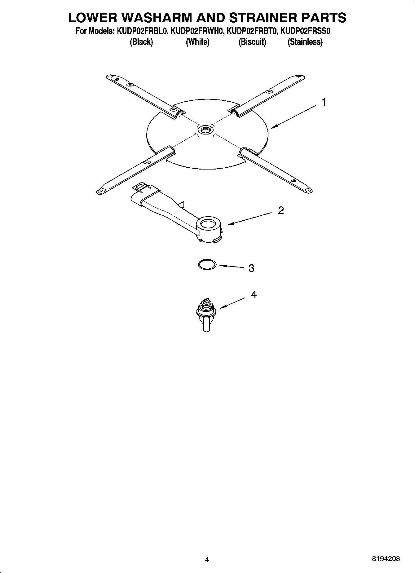 04 - LOWER WASHARM AND STRAINER PARTS