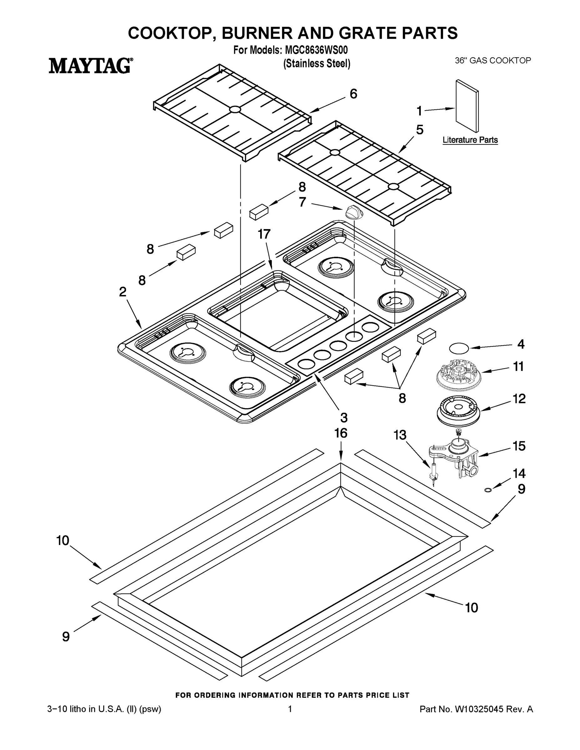 01 - COOKTOP, BURNER AND GRATE PARTS