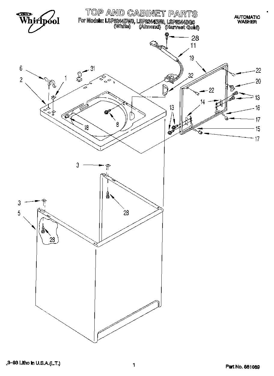 01 - TOP AND CABINET, LIT/OPTIONAL