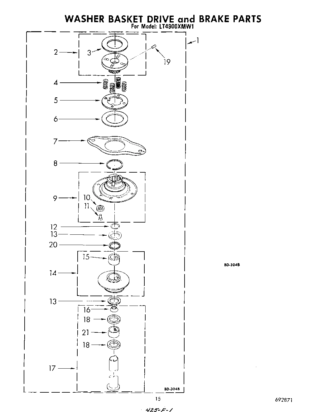 12 - WASHER BASKET DRIVE AND BRAKE