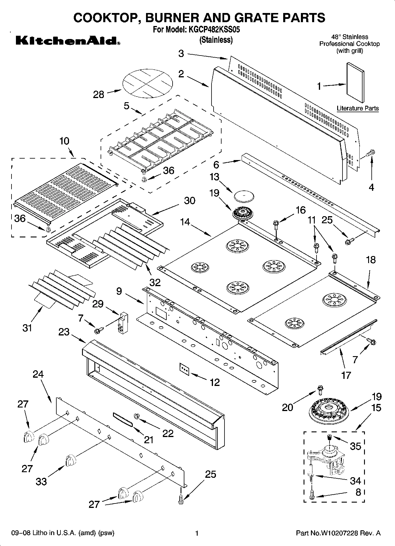 01 - COOKTOP, BURNER AND GRATE PARTS