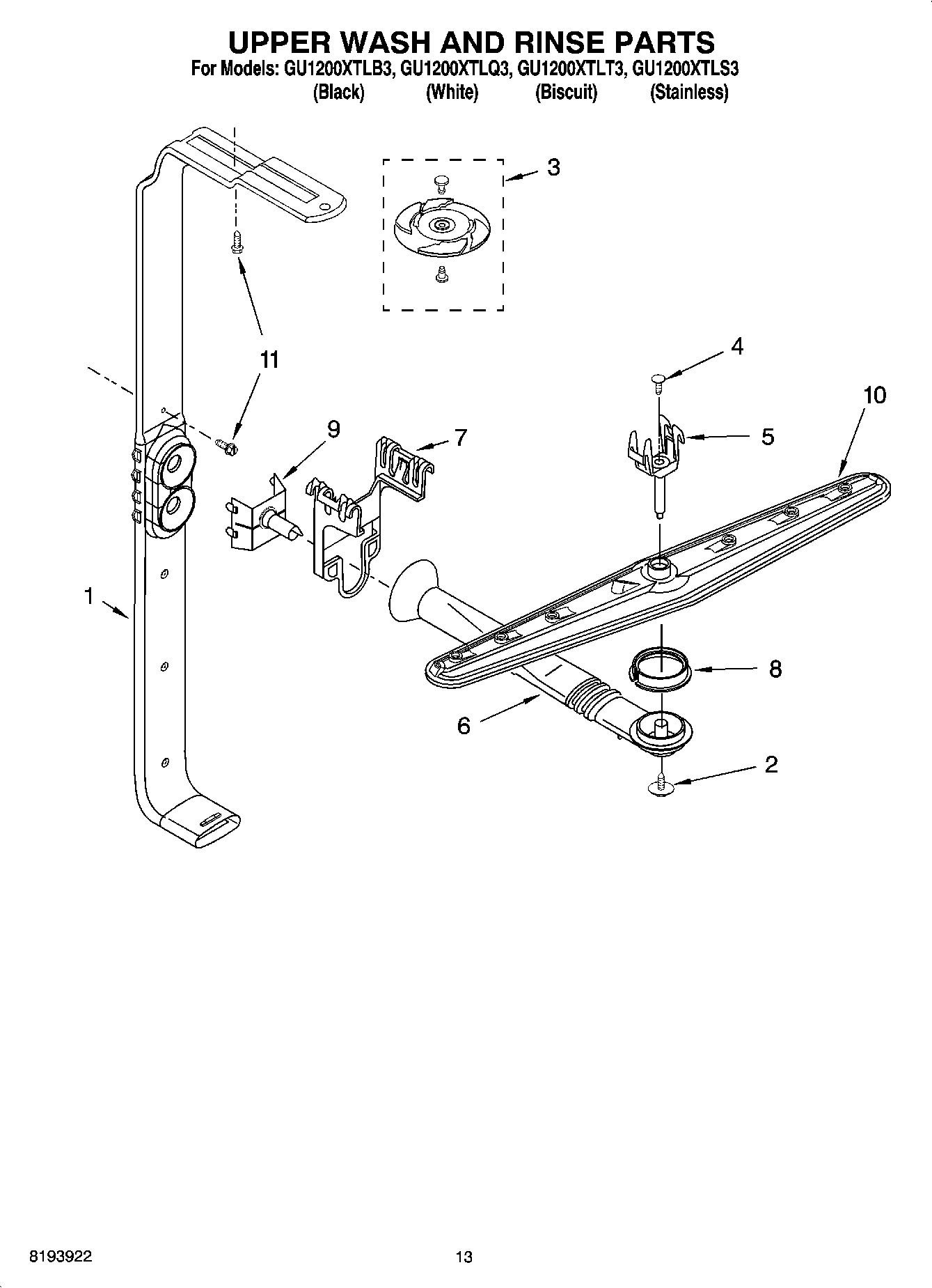 10 - UPPER WASH AND RINSE PARTS