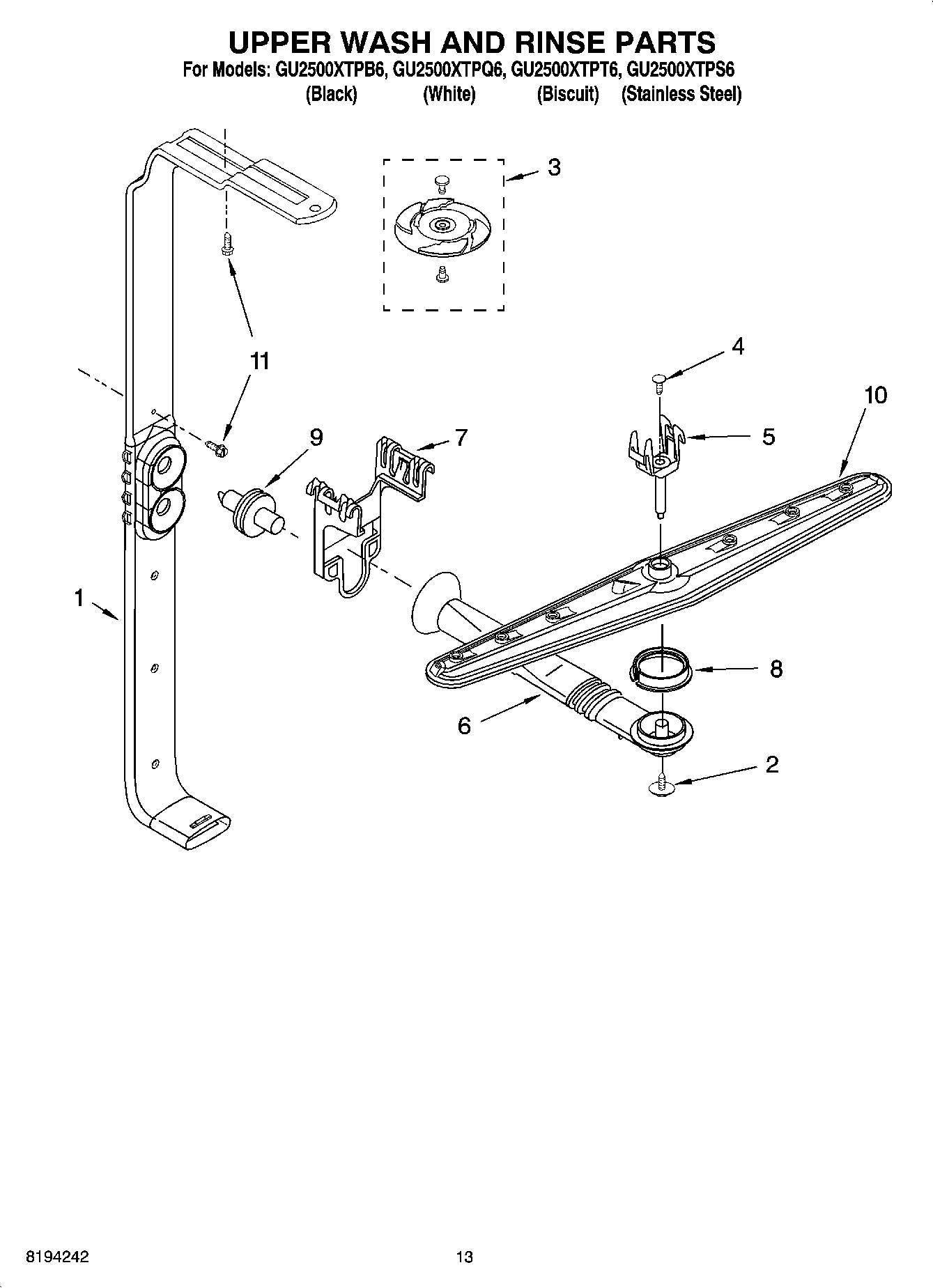 10 - UPPER WASH AND RINSE PARTS