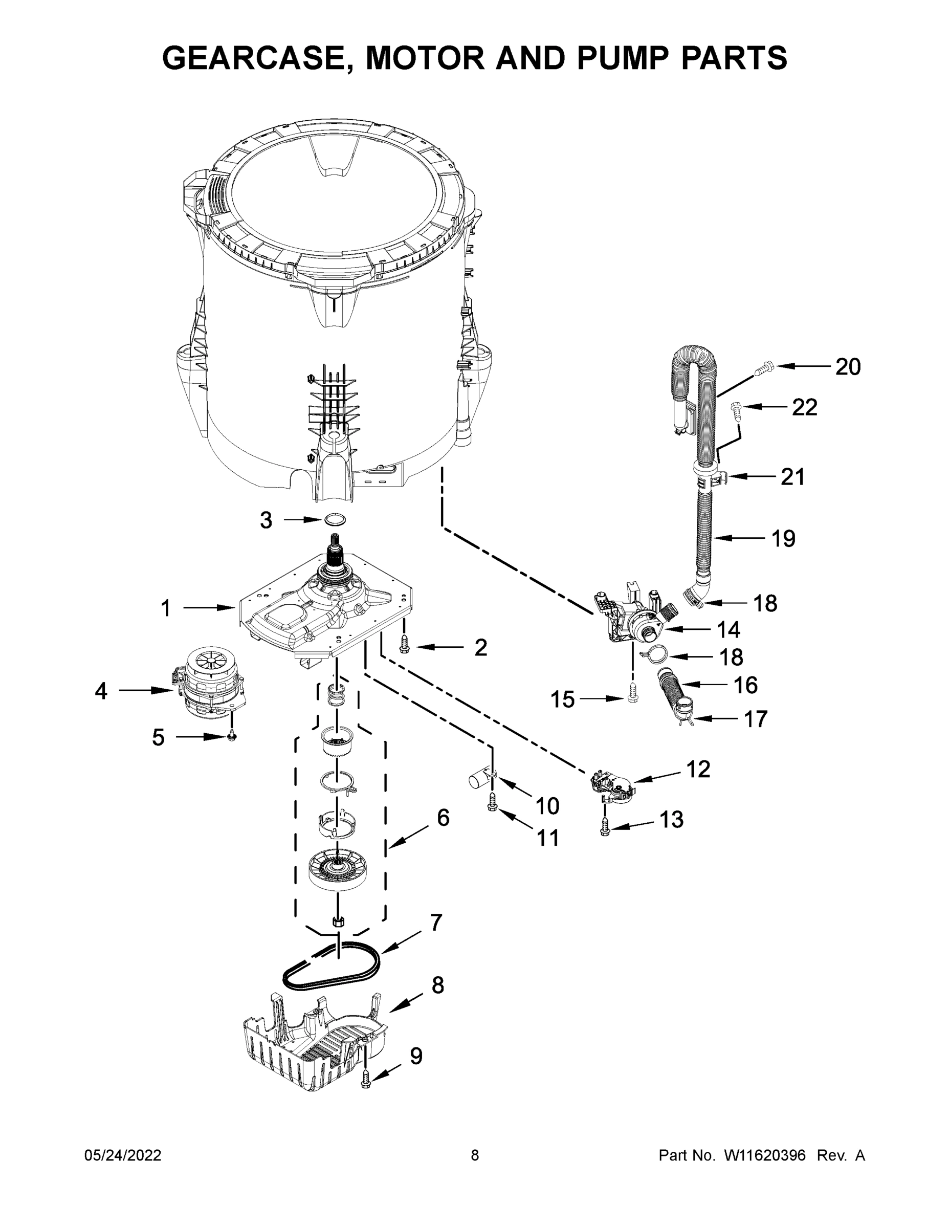 05 - GEARCASE, MOTOR AND PUMP PARTS