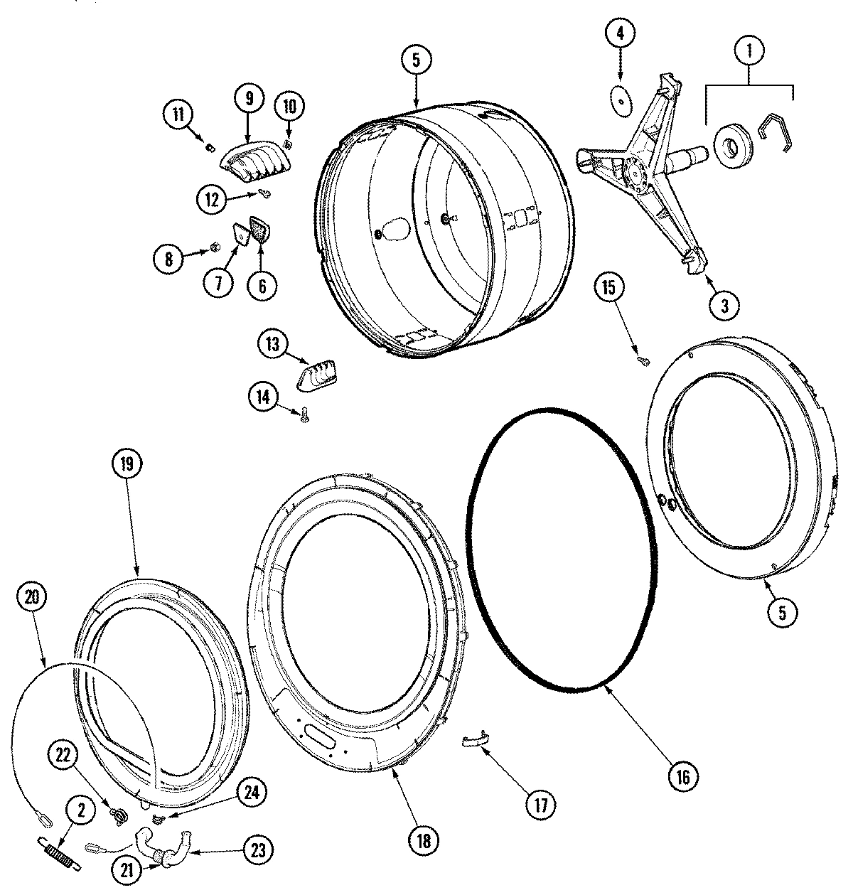 14 - SPINNER ASSEMBLY & OUTER TUB COVER(WASH)