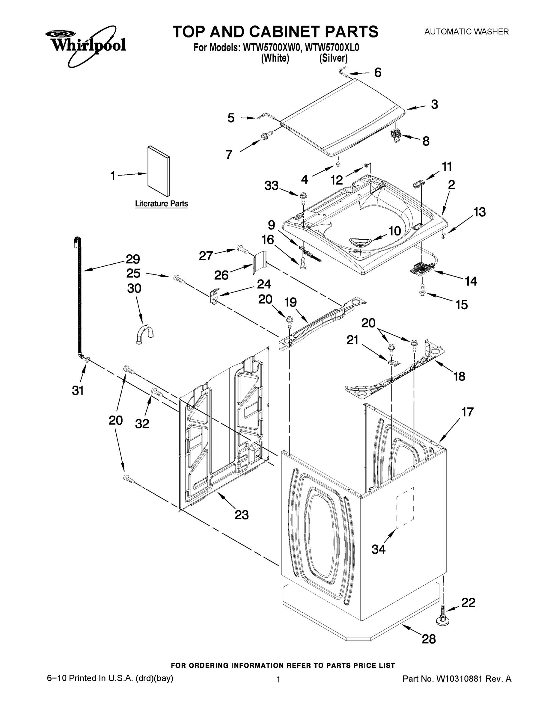 01 - TOP AND CABINET PARTS