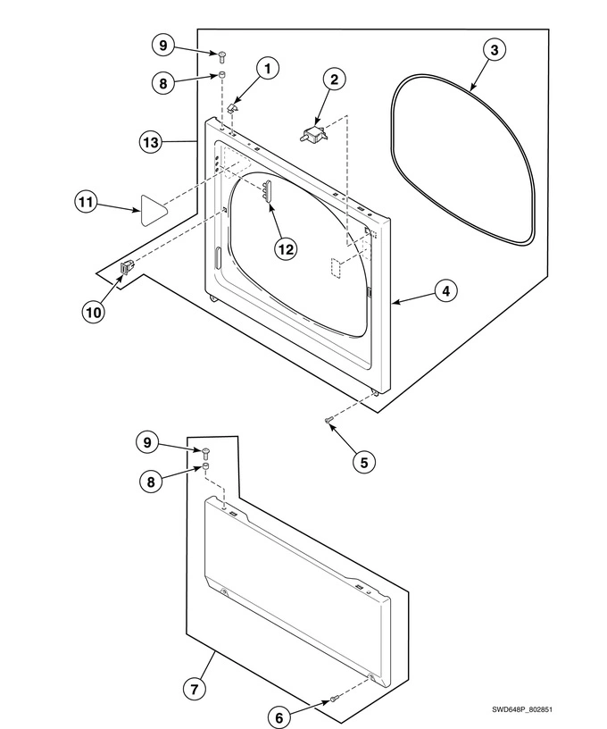 Dryer Access Panel, Front Panel And Seal