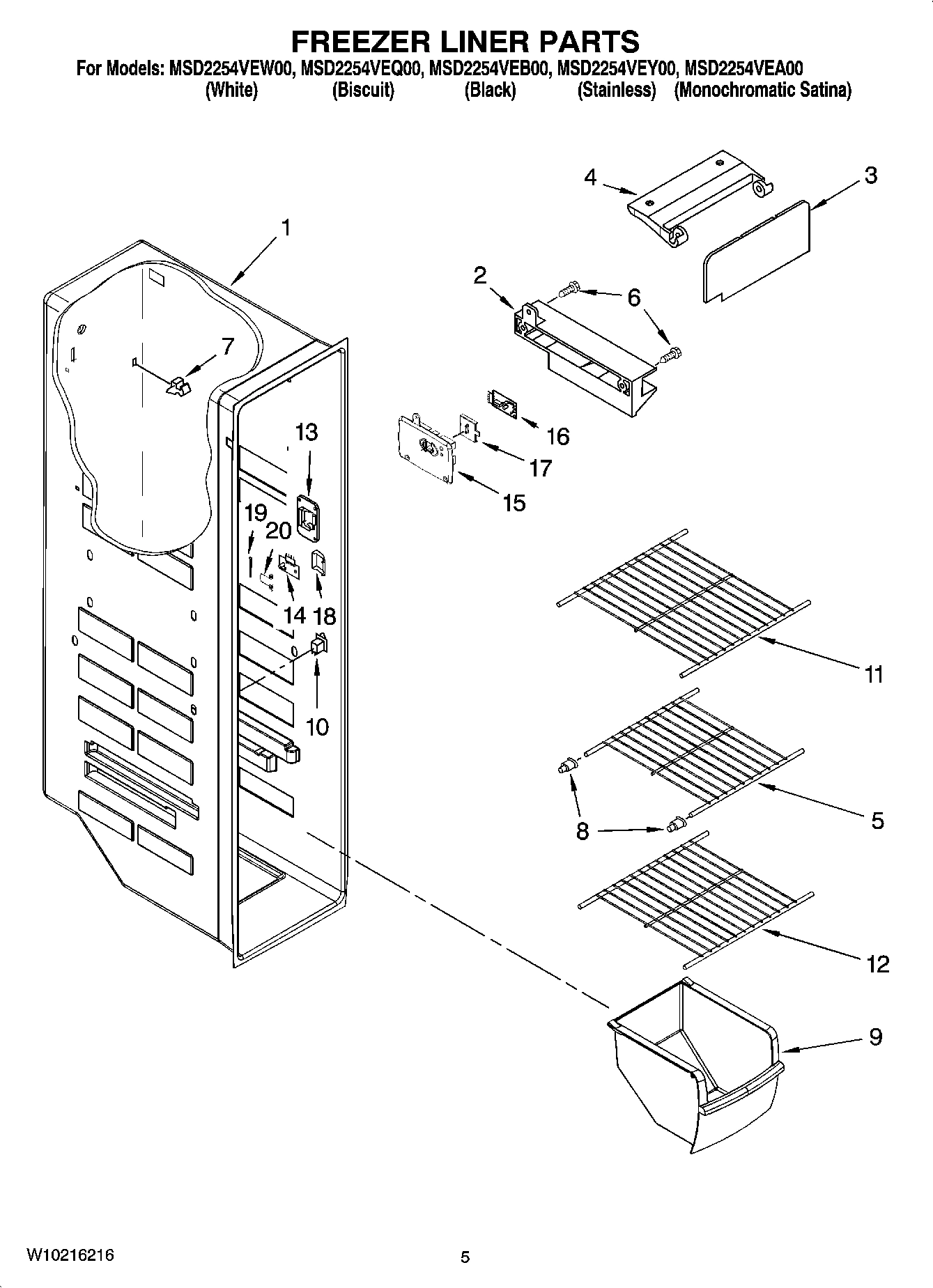 04 - FREEZER LINER PARTS