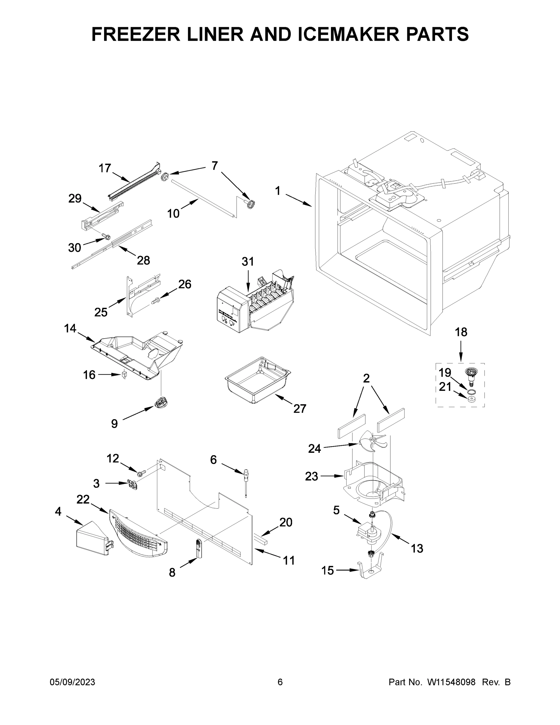 04 - FREEZER LINER AND ICEMAKER PARTS
