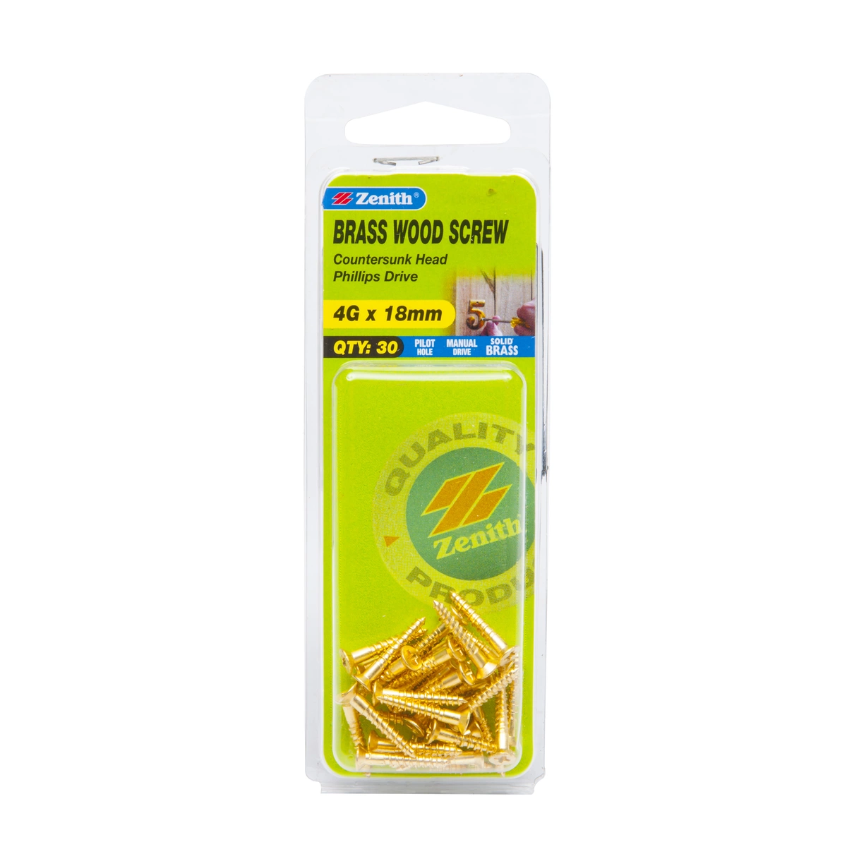 ZENITH® 4G x 18mm Solid Brass Wood Screws – 30 Pack