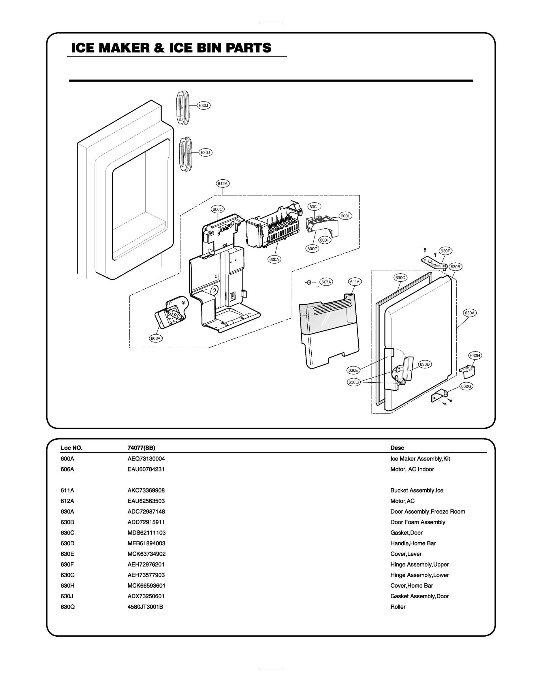 ICE MAKER & ICE BIN PARTS
