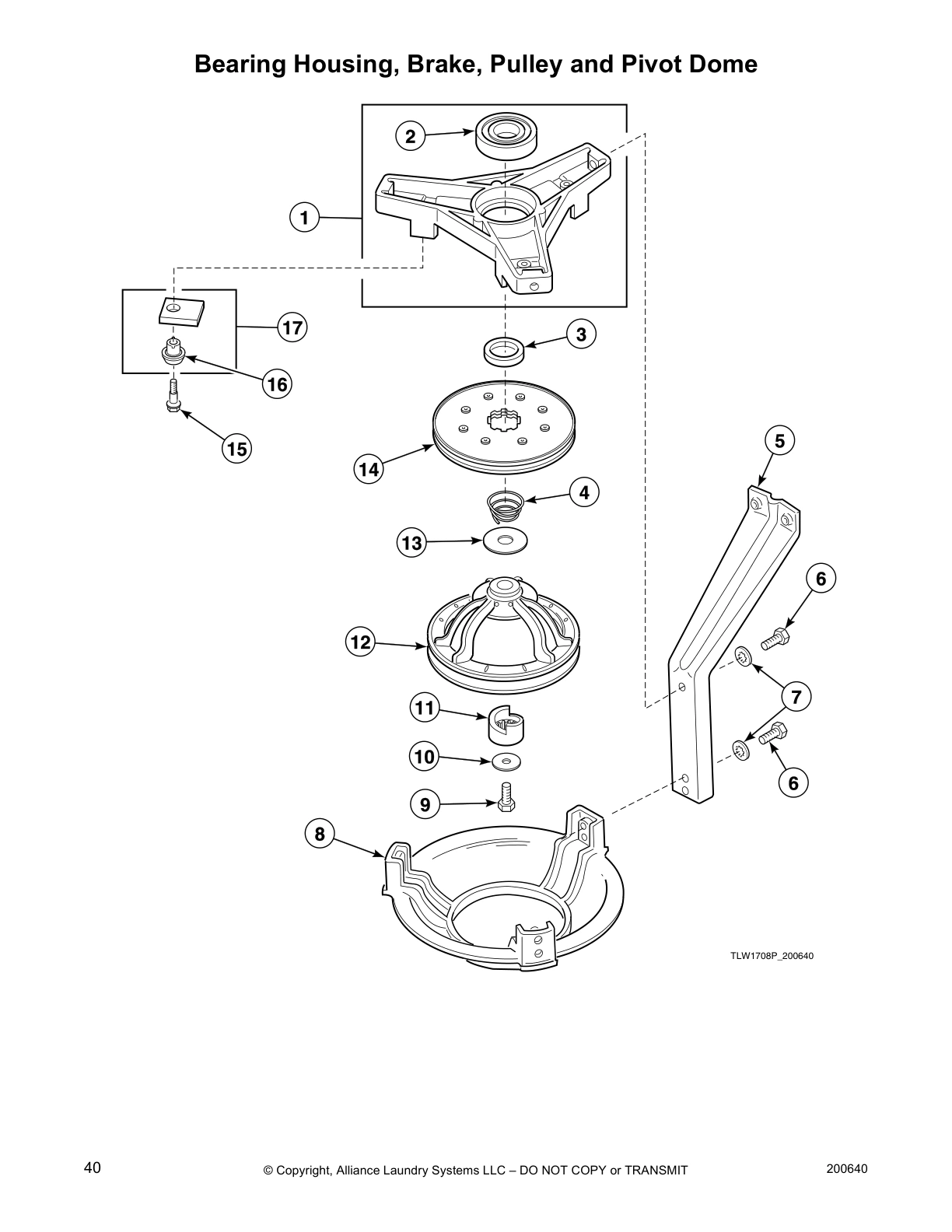 Bearing Housing, Brake, Pulley and Pivot Dome