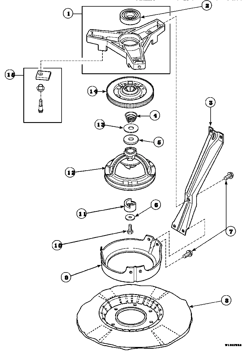 04 - BRG HSG/BRAKE/PULLEY & PIVOT DOME