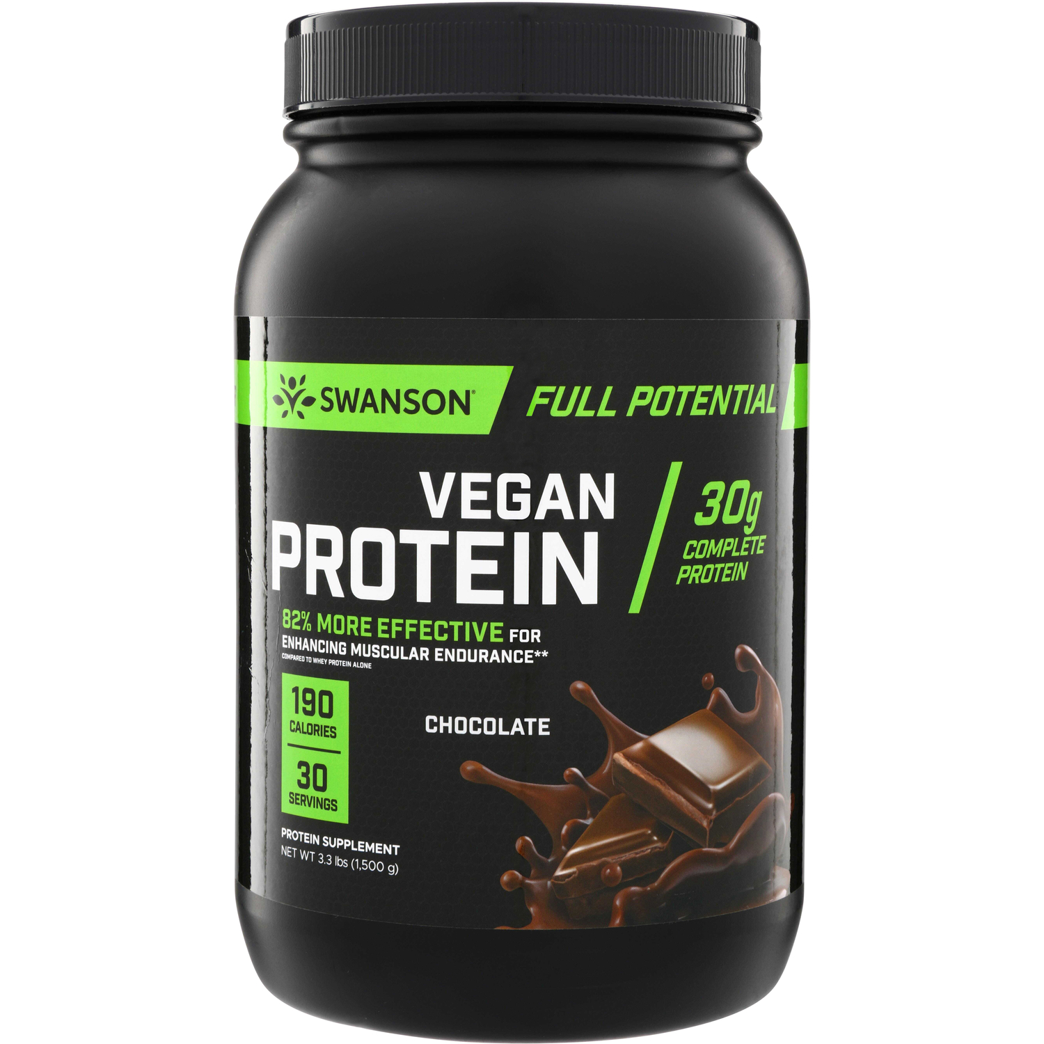 Swanson Vitamins Full Potential Vegan Protein - Chocolate | 30 G Protein 3.3 lbs Powder