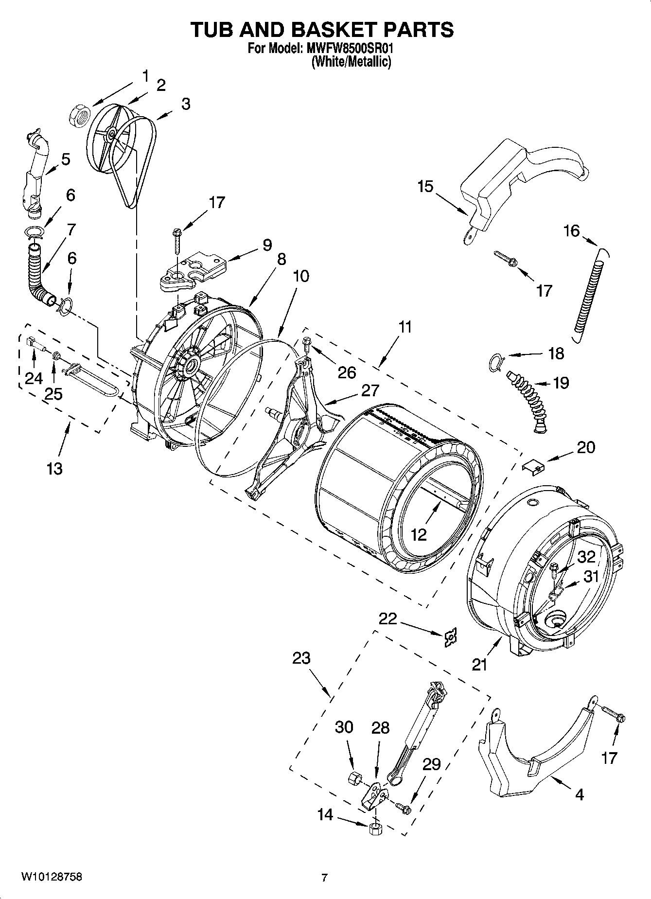 06 - TUB AND BASKET PARTS, OPTIONAL PARTS (NOT INCLUDED)