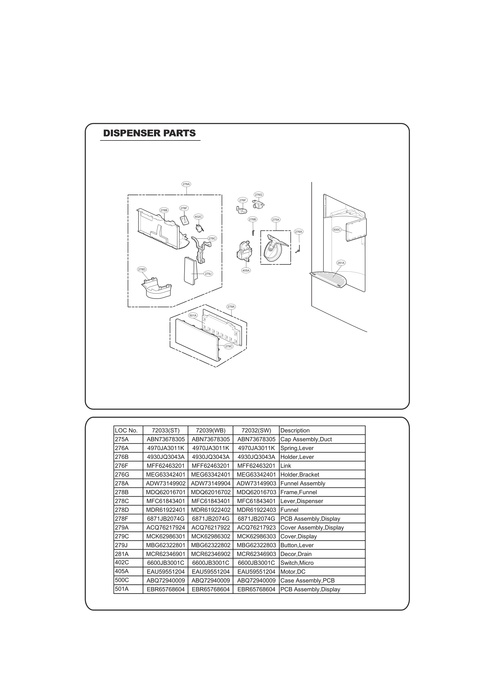 DISPENSER PARTS