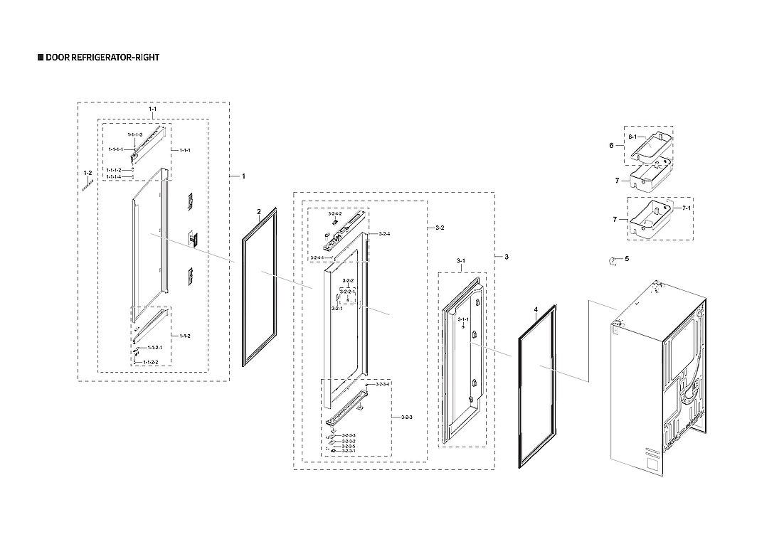 RIGHT REFRIGERATOR DOOR PARTS