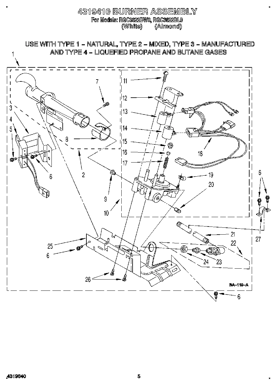 03 - 4319410 BURNER ASSEMBLY