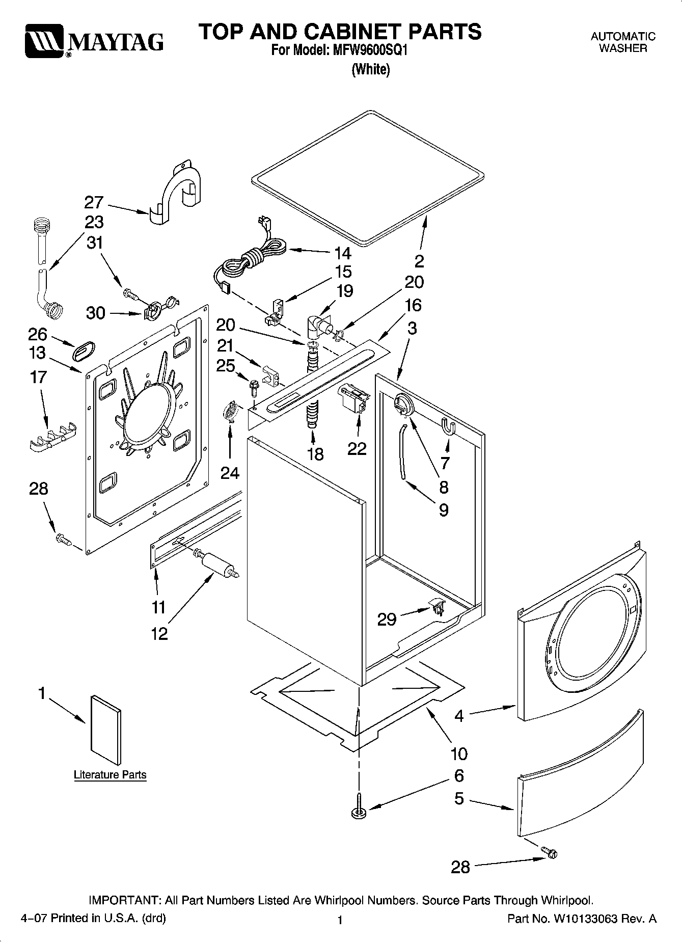01 - TOP AND CABINET PARTS
