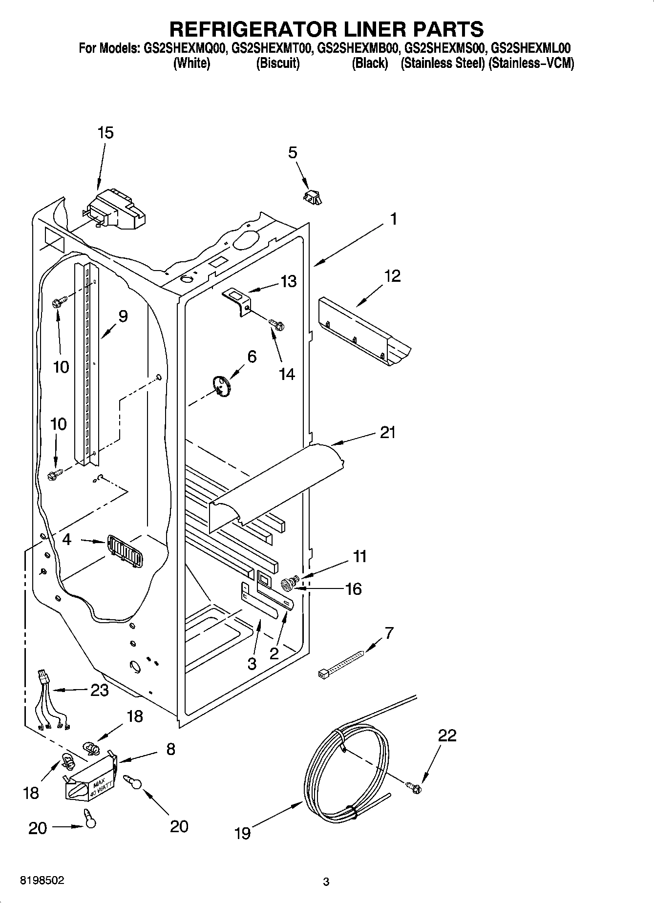 02 - REFRIGERATOR LINER PARTS