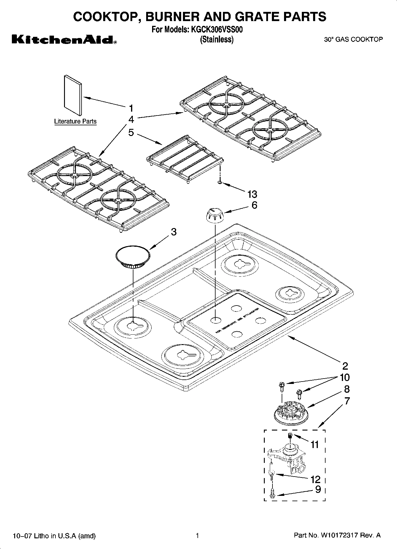 01 - COOKTOP, BURNER AND GRATE PARTS