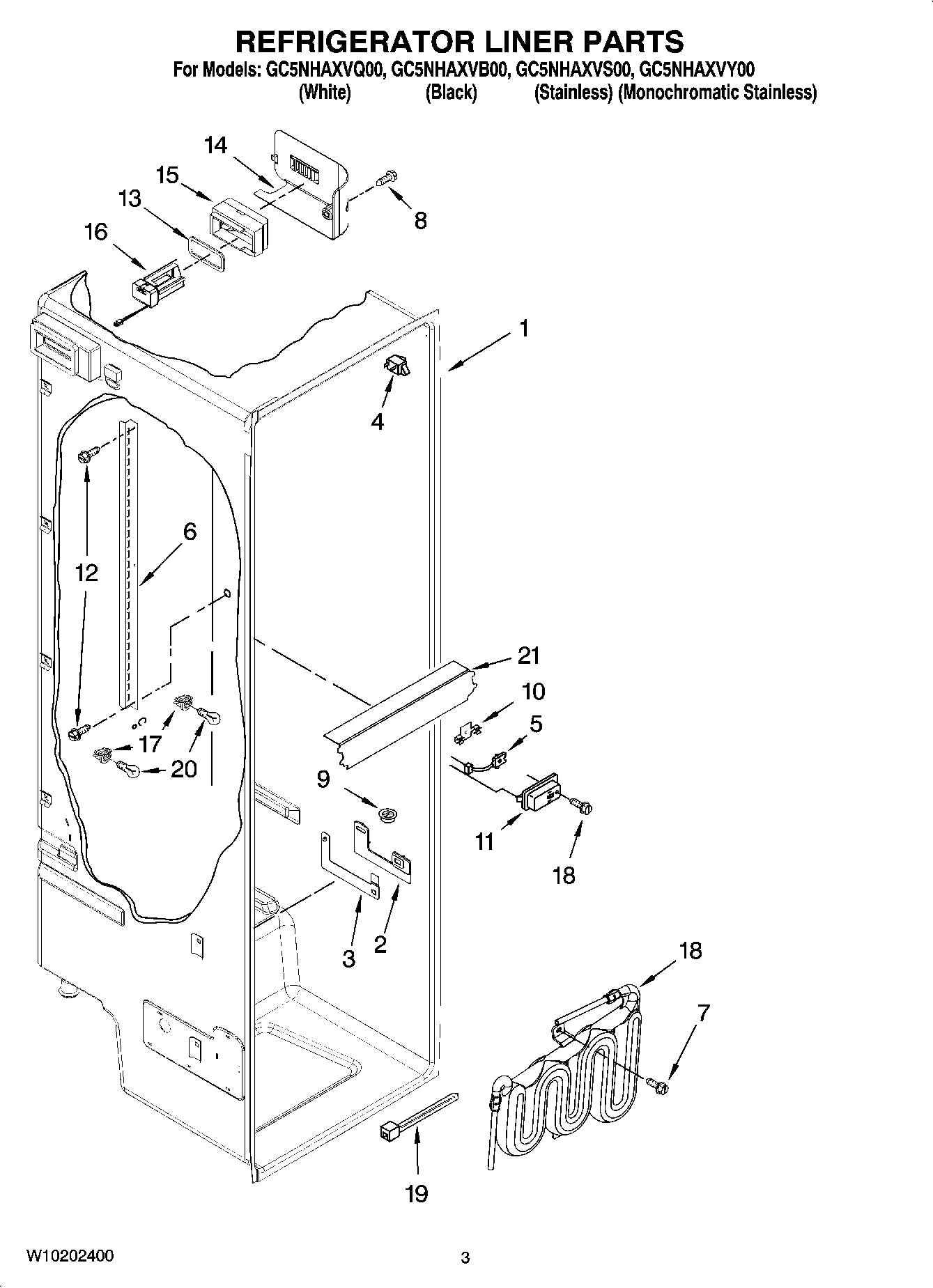 02 - REFRIGERATOR LINER PARTS