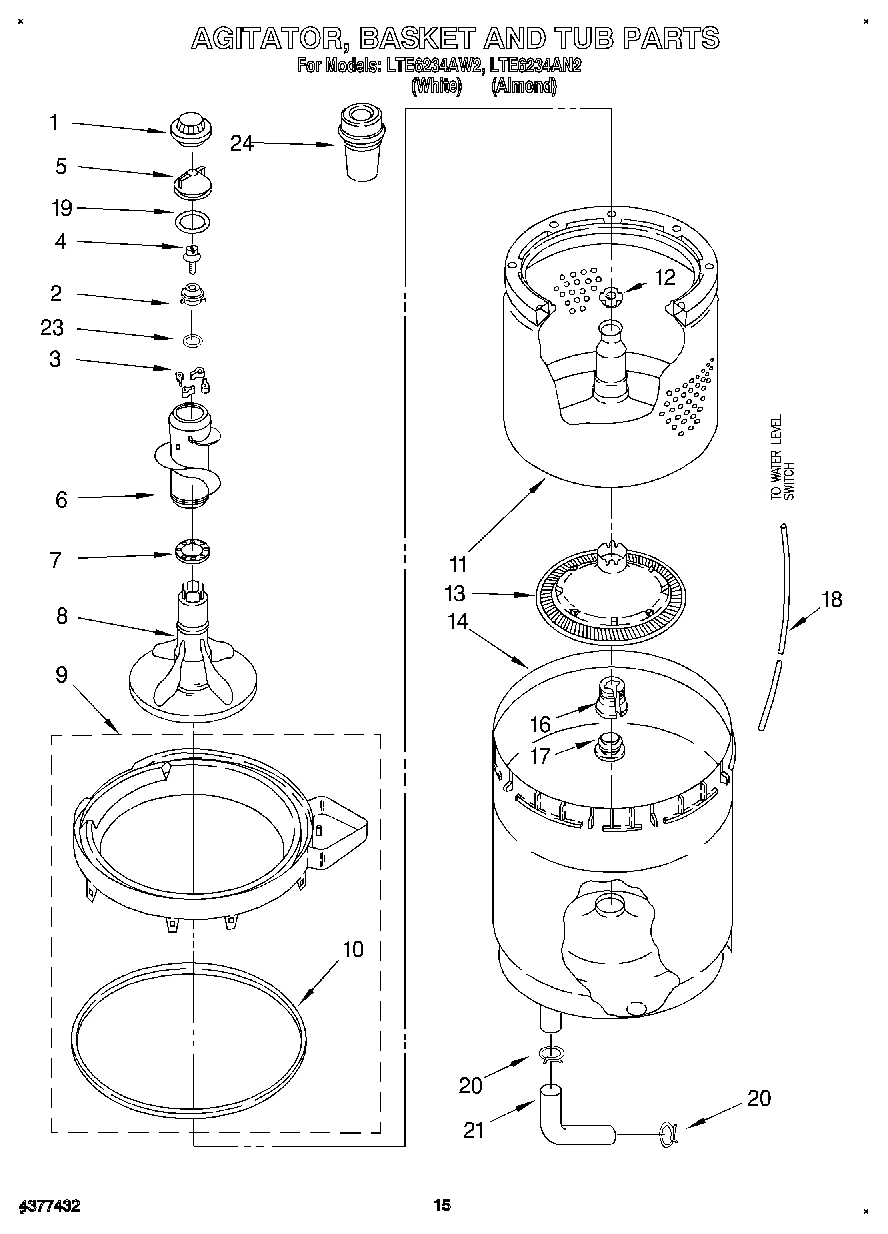 10 - AGITATOR, BASKET AND TUB
