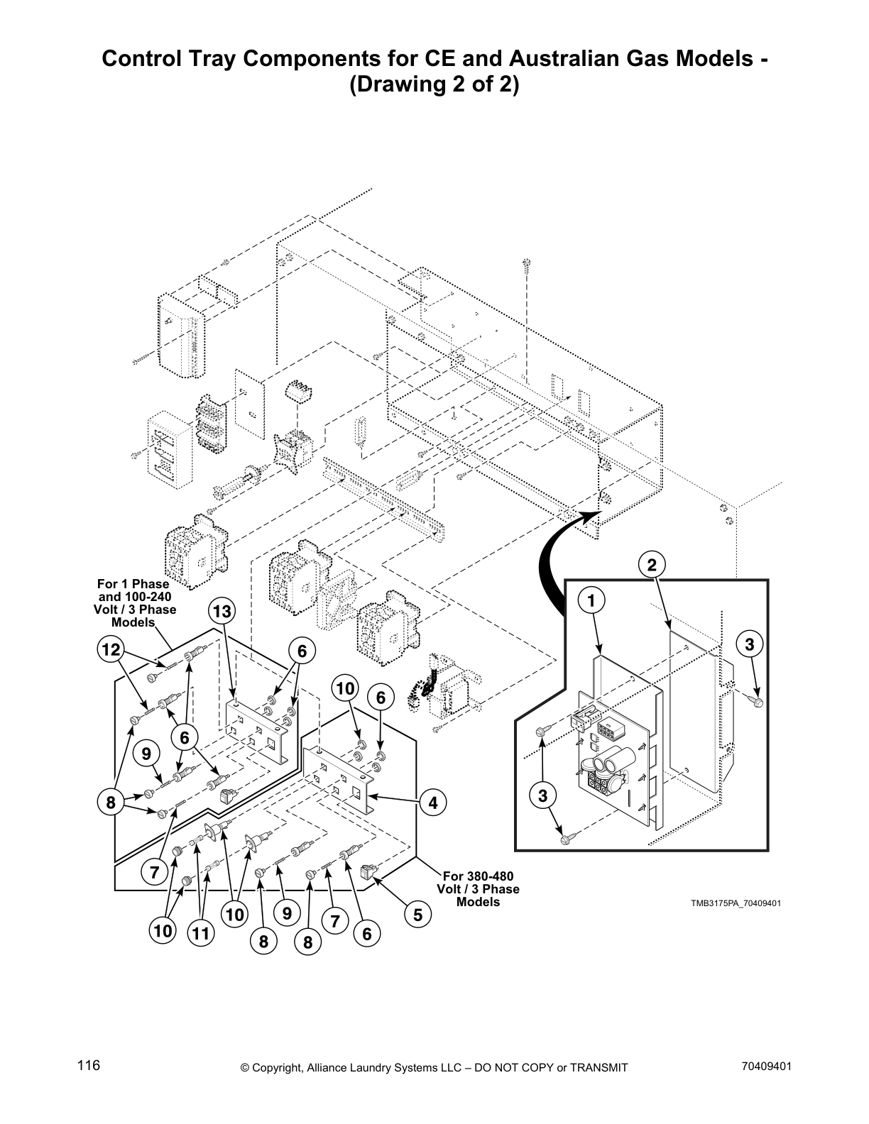 Control Tray Components for CE and Australian Gas Models -
(Drawing 2 of 2)