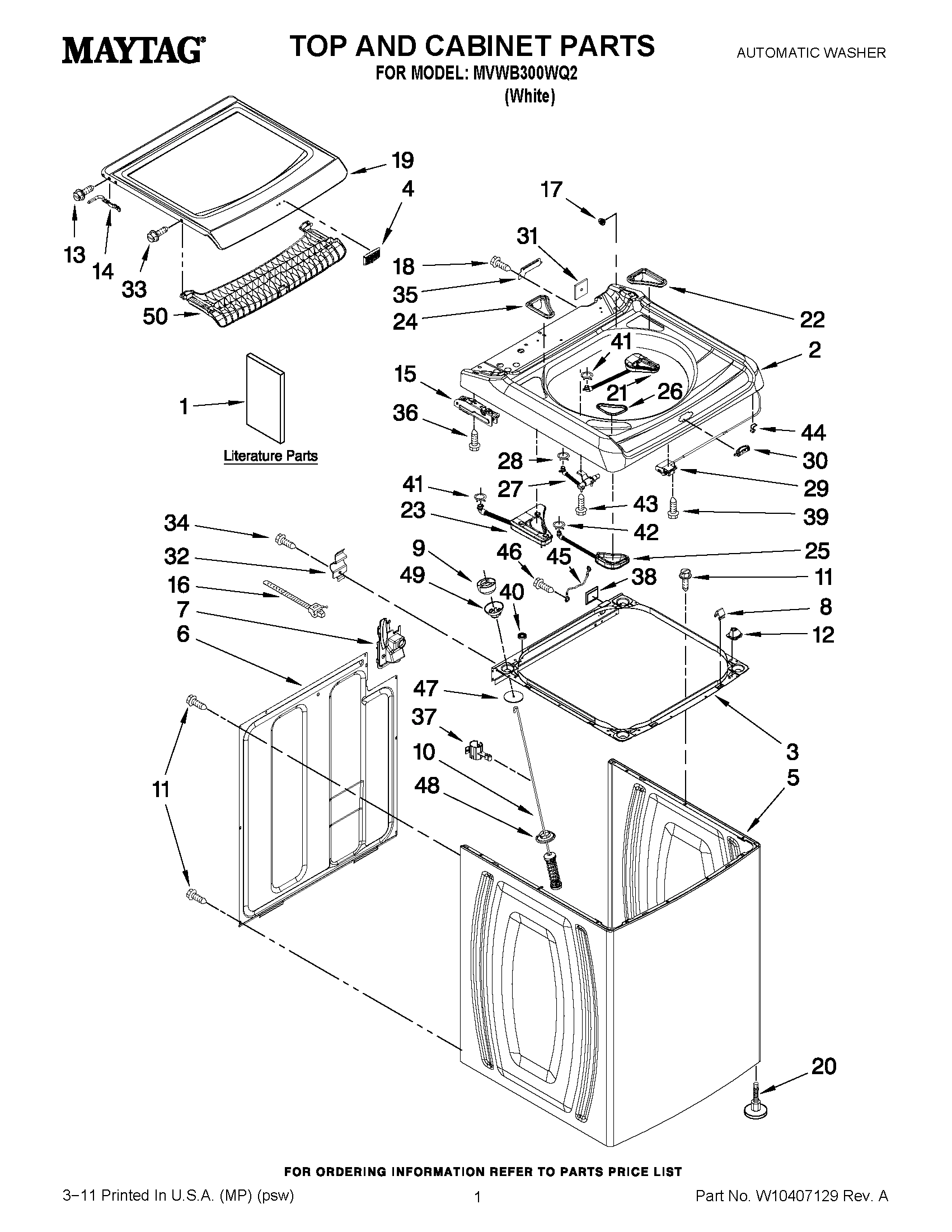 01 - TOP AND CABINET PARTS