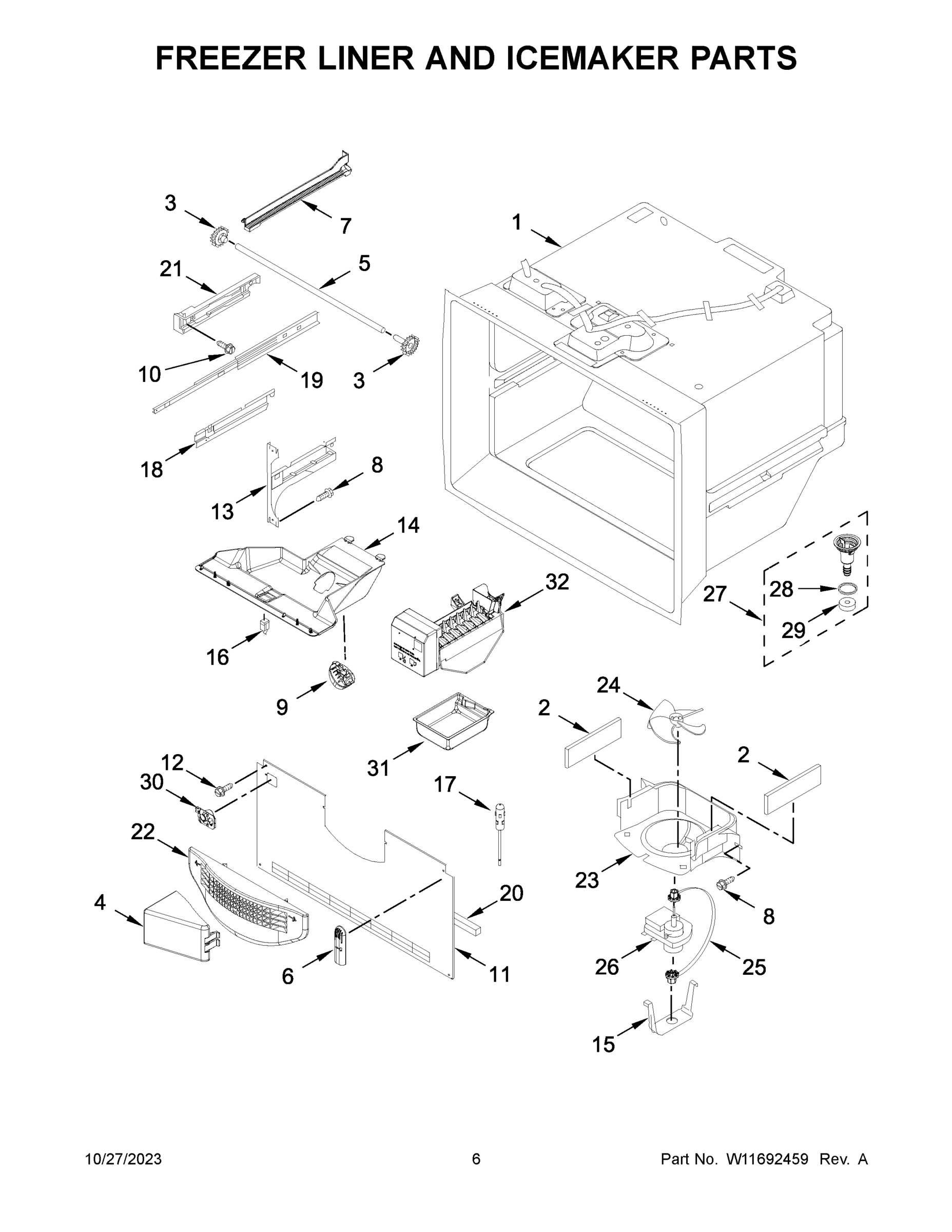 04 - FREEZER LINER AND ICEMAKER PARTS