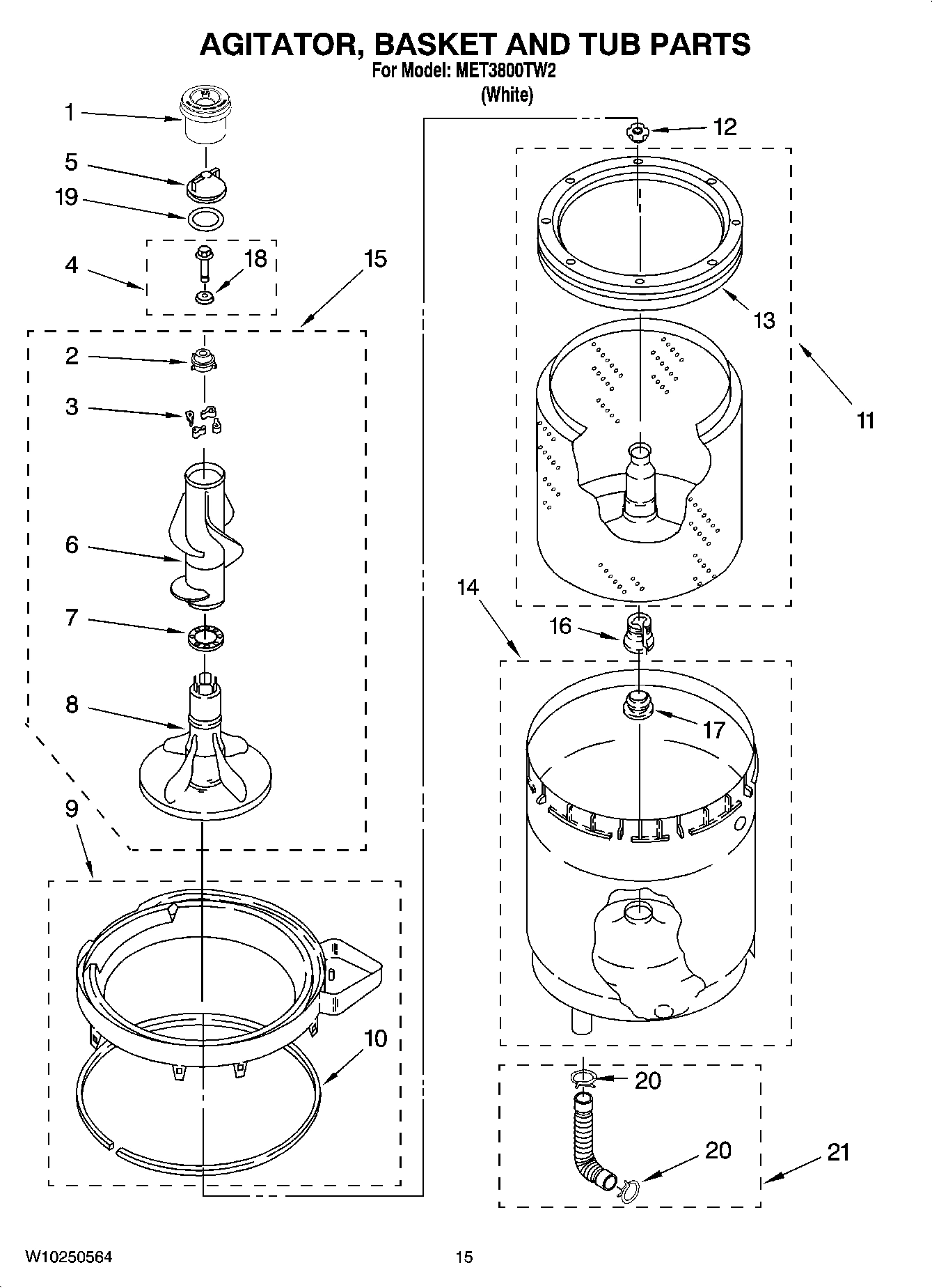 10 - AGITATOR, BASKET AND TUB PARTS