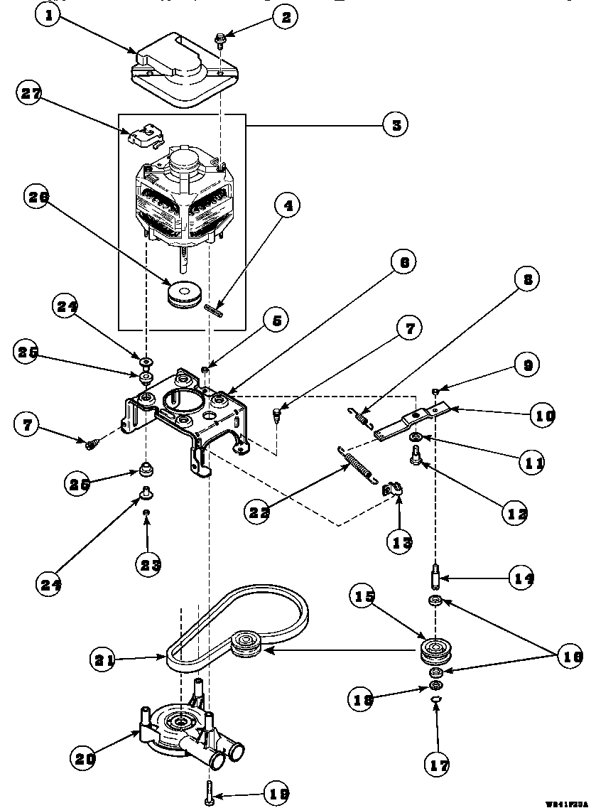 15 - MOTOR, MTG BRKT, BELT, PUMP & IDLER ASSY