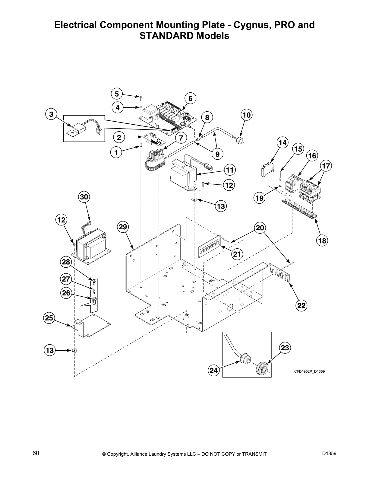 Electrical Component Mounting Plate - Cygnus, PRO and
STANDARD Models
