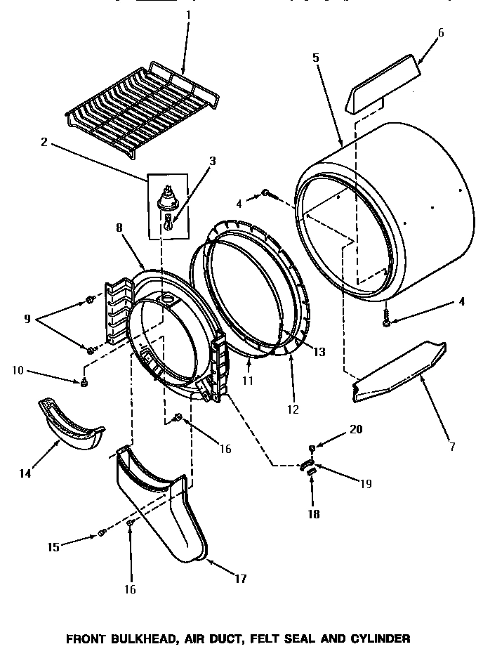 03 - FR BLKHD, AIR DUCT, FELT SEAL & CYLINDER