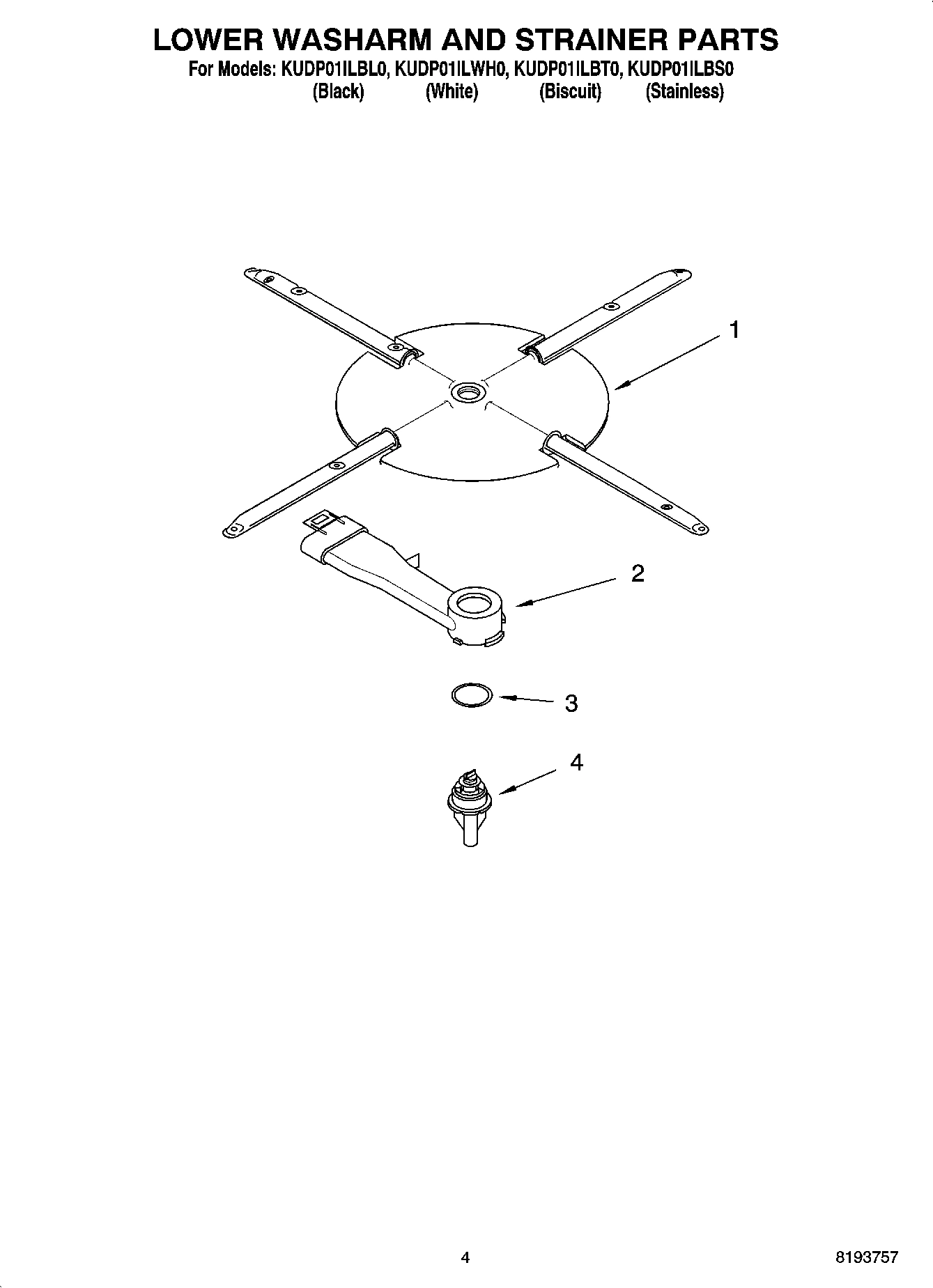 04 - LOWER WASHARM AND STRAINER PARTS