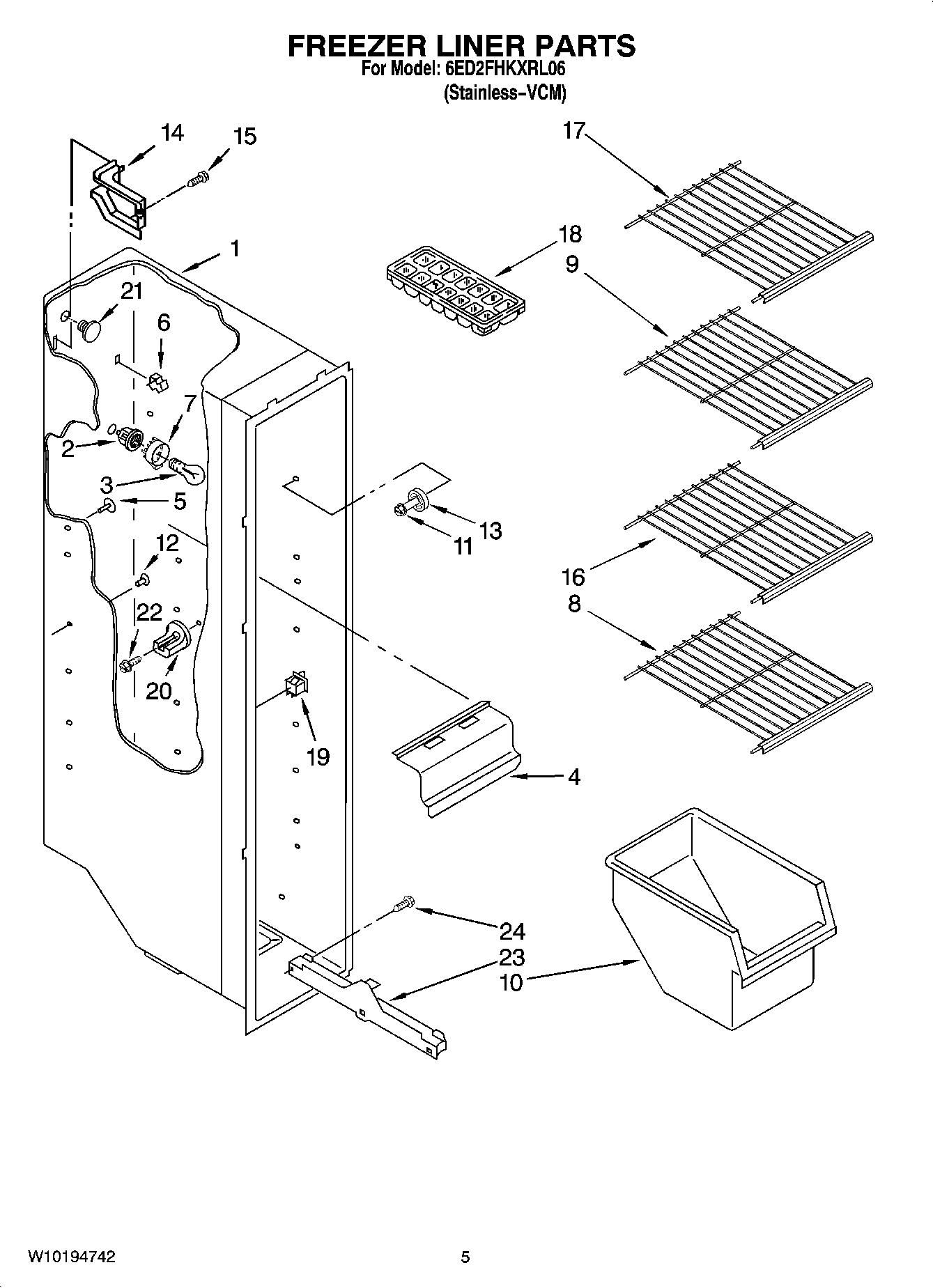 04 - FREEZER LINER PARTS