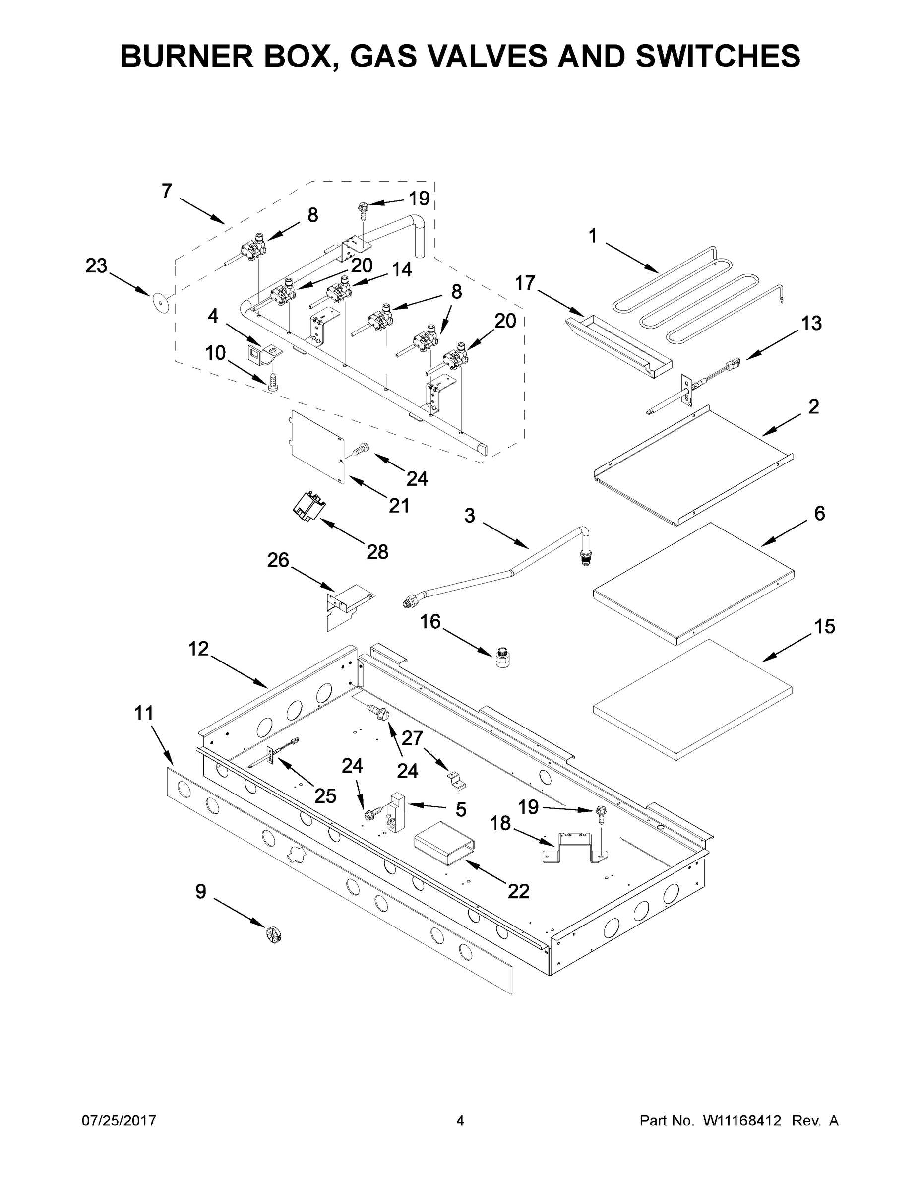 03 - BURNER BOX, GAS VALVES AND SWITCHES