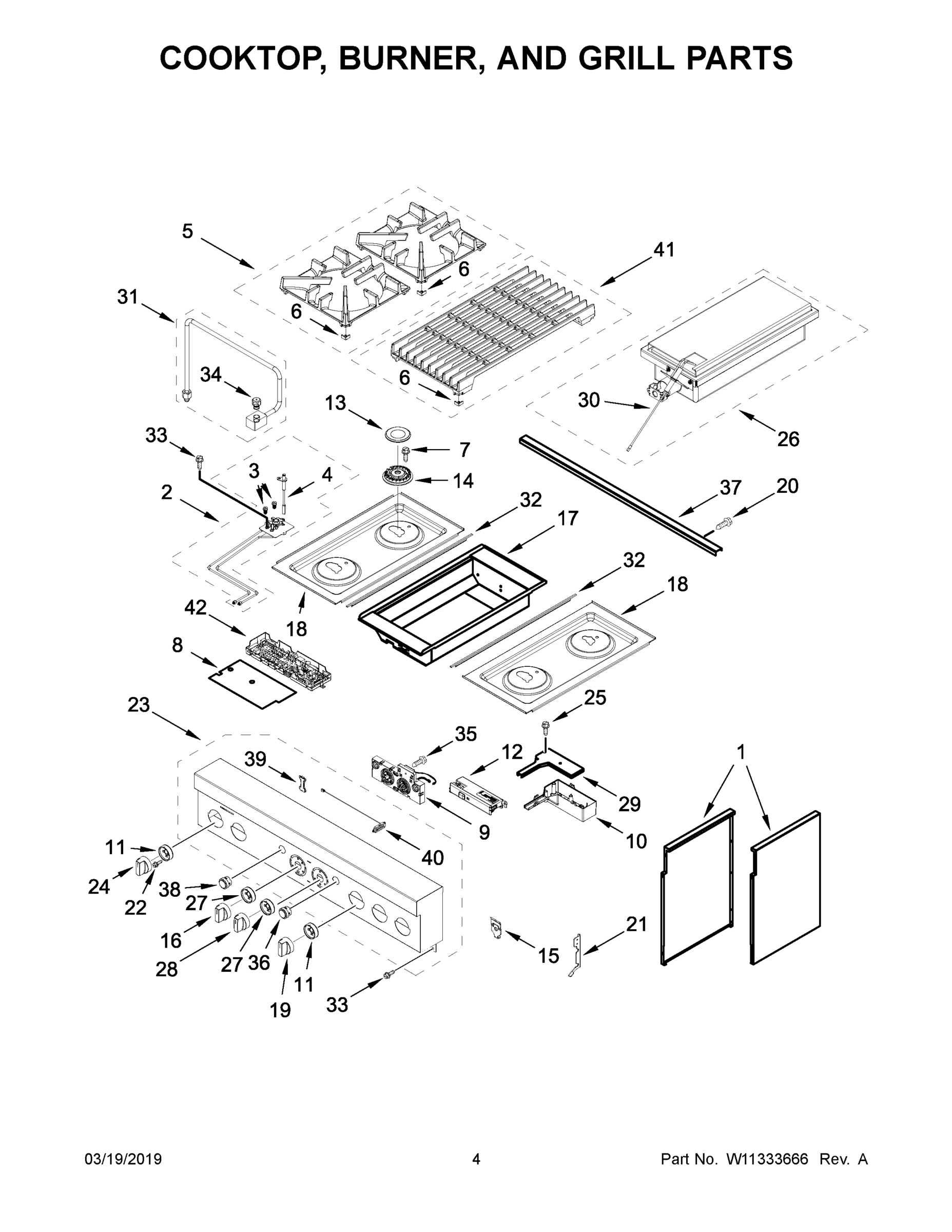 03 - COOKTOP, BURNER, AND GRILL PARTS