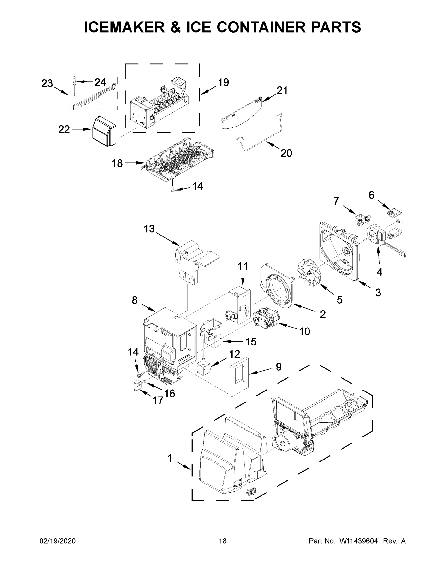 10 - ICEMAKER AND ICE CONTAINER PARTS