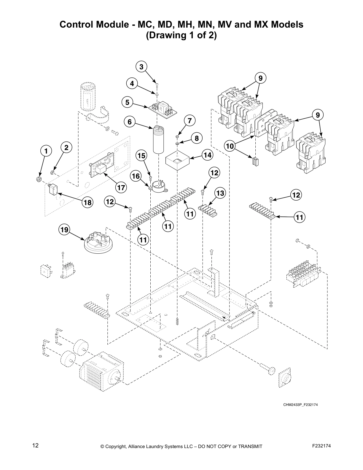 Control Module - MC, MD, MH, MN, MV and MX Models
(Drawing 1 of 2)