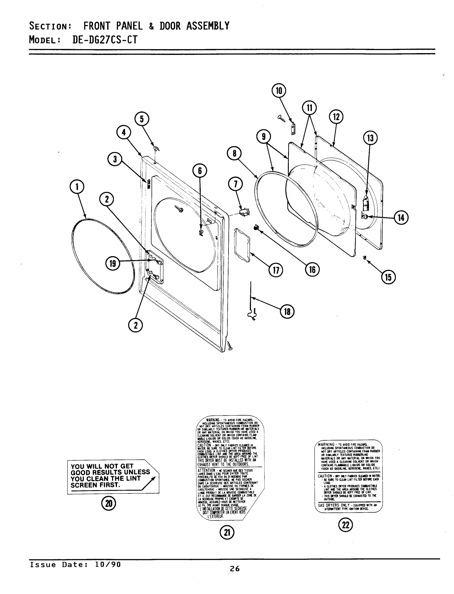 10 - FRONT PANEL & DOOR ASSEMBLY