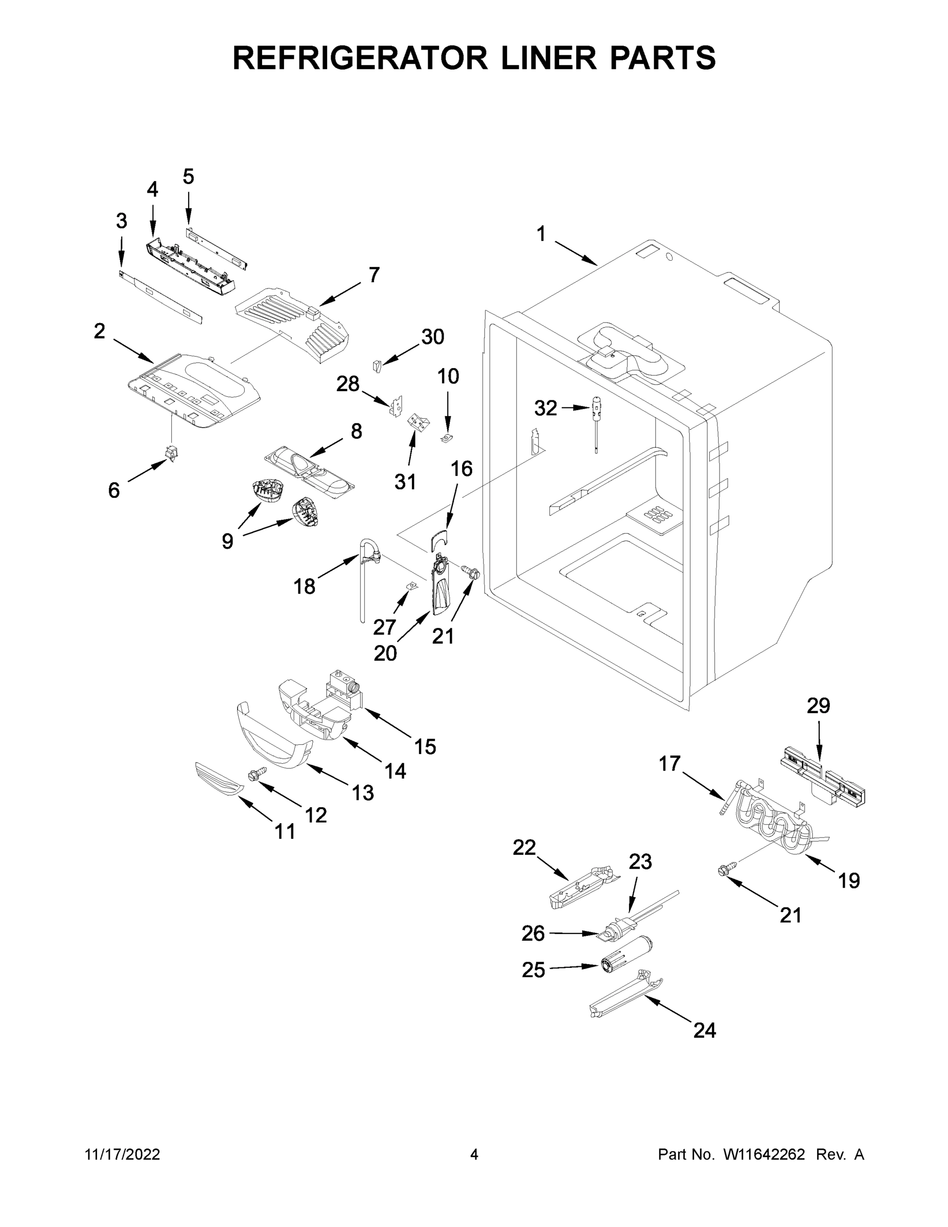 03 - REFRIGERATOR LINER PARTS