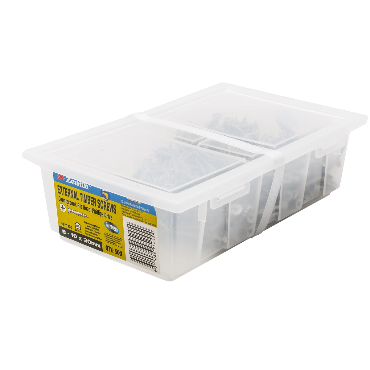 ZENITH® 8G x 30mm Galvanised Timber Screws (Phillips Drive) – 500 Pack
