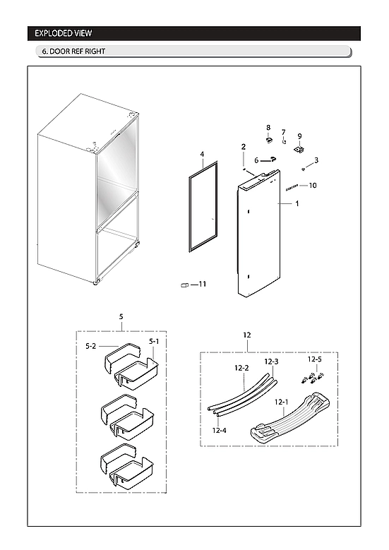 RIGHT REFRIGERATOR DOOR PARTS