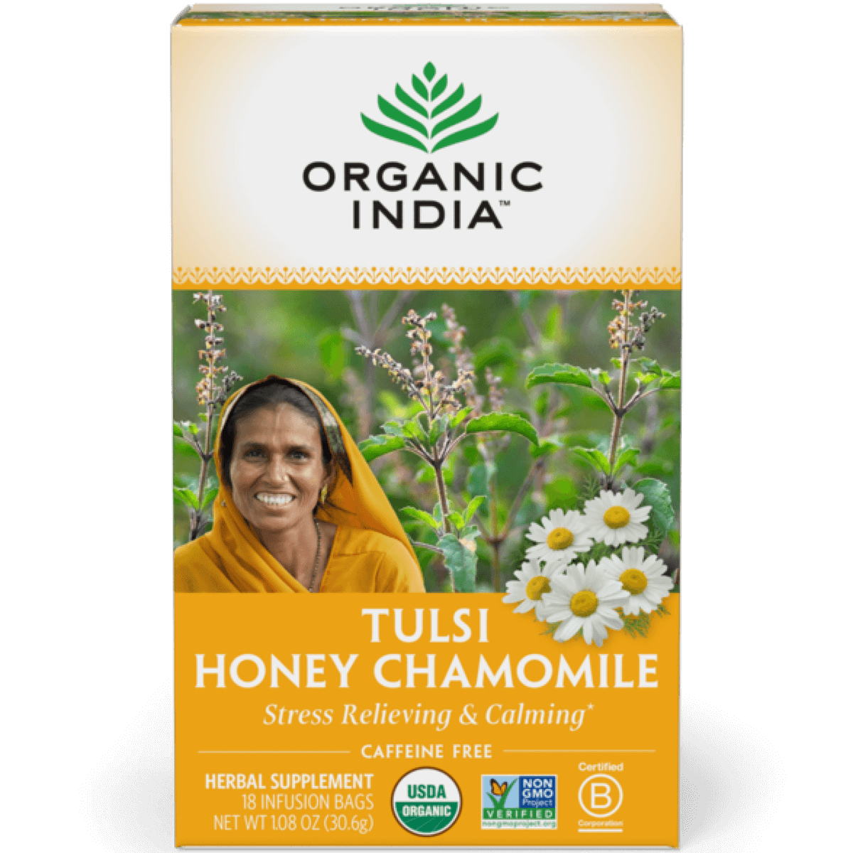 Organic India Tulsi Honey Chamomile Tea | 18 Bags