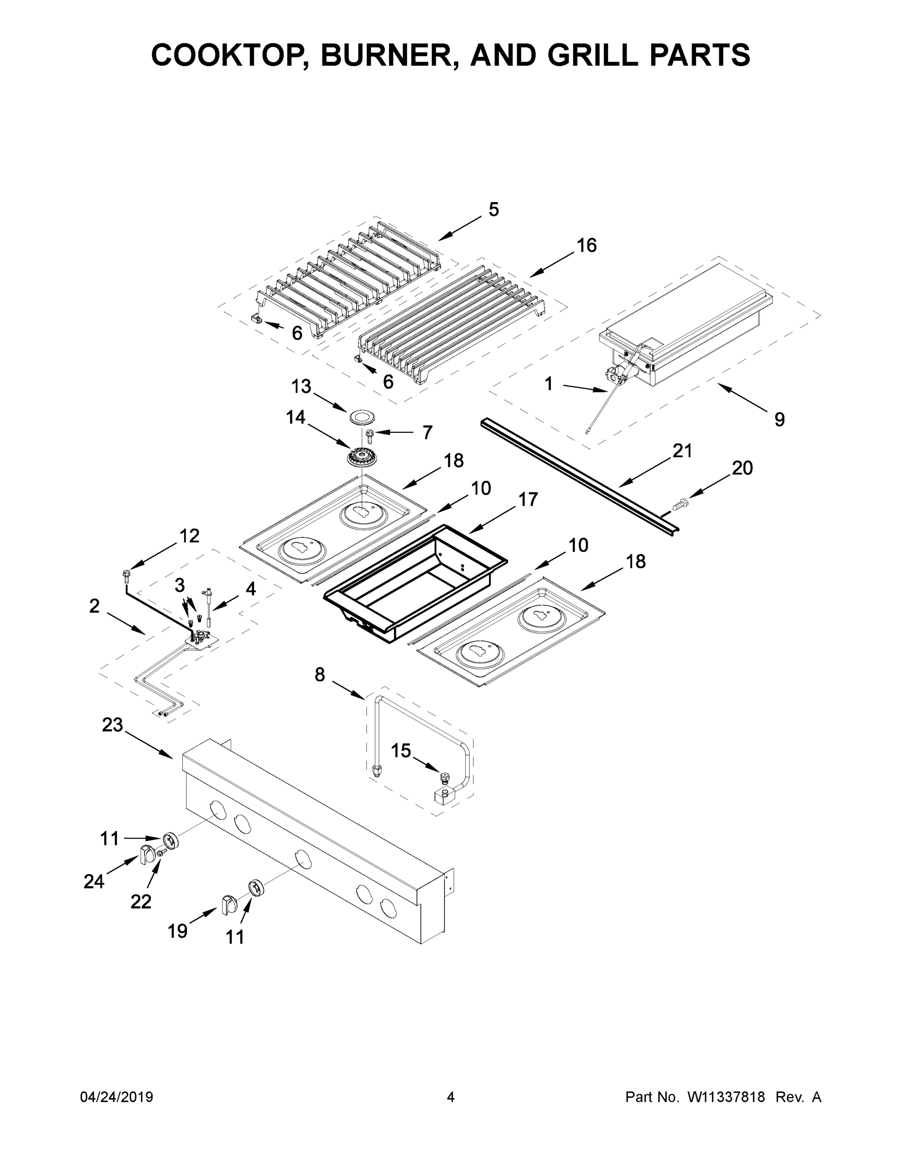 03 - COOKTOP, BURNER, AND GRILL PARTS