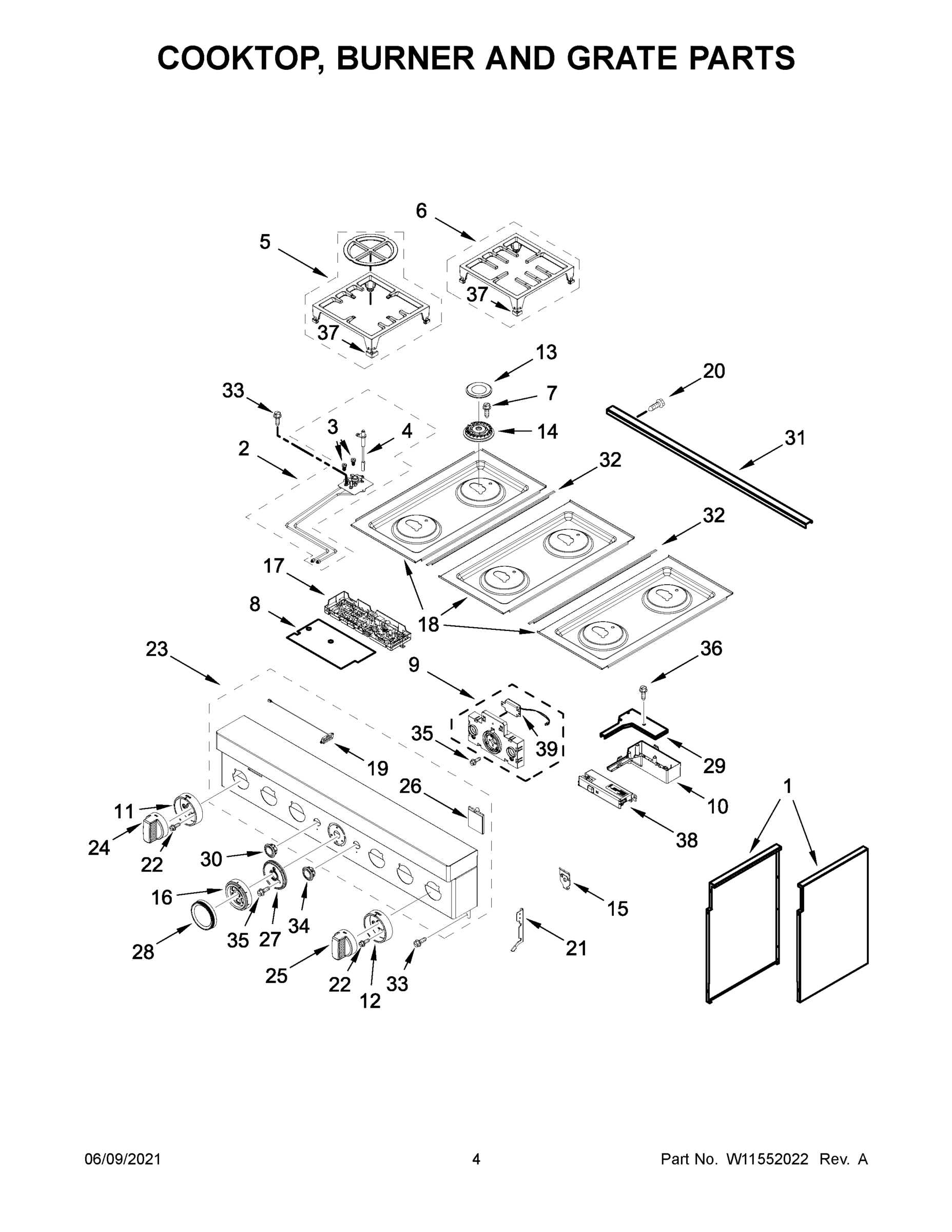 03 - COOKTOP, BURNER AND GRATE PARTS