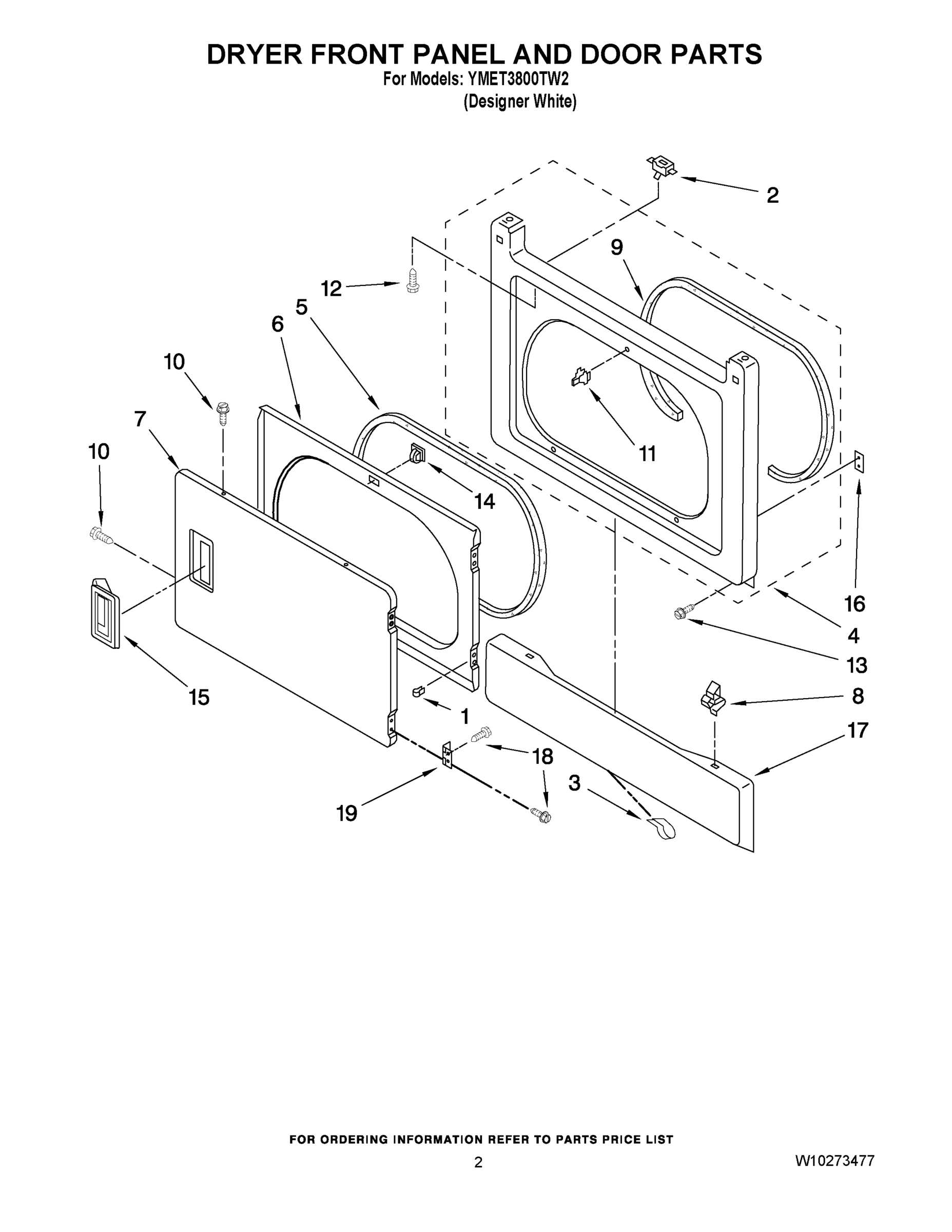 02 - DRYER FRONT PANEL AND DOOR PARTS