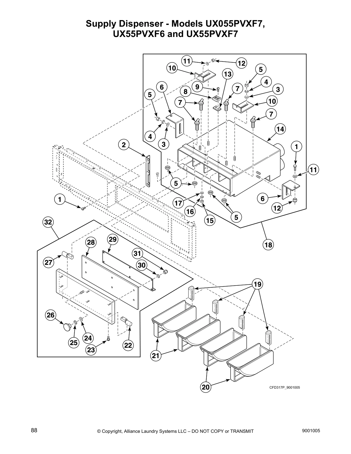 Supply Dispenser - Models UX055PVXF7,
UX55PVXF6 and UX55PVXF7
